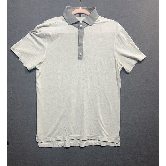 Lululemon Polo Shirt Post Practice White/Gray No Size Tag See Measurements - Picture 7 of 12